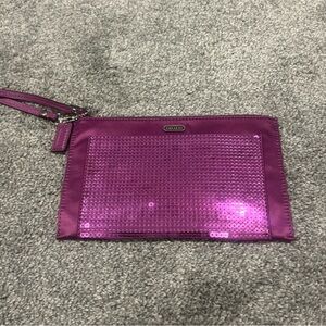 Coach Purple Sequin Wristlet Clutch